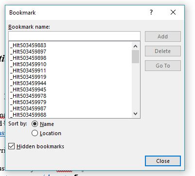 Random hidden bookmarks