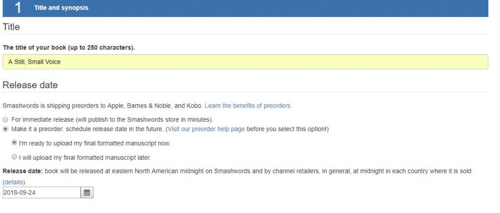 Smashwords: Title and Release Date